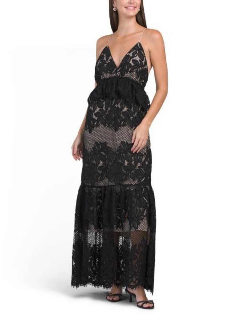 STEVE MADDEN Tiered Lace Maxi Dress
